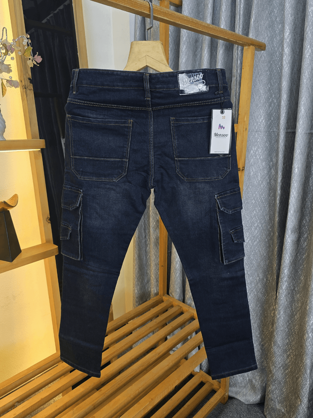 Double Pocket Cargo Jeans Blue Wash