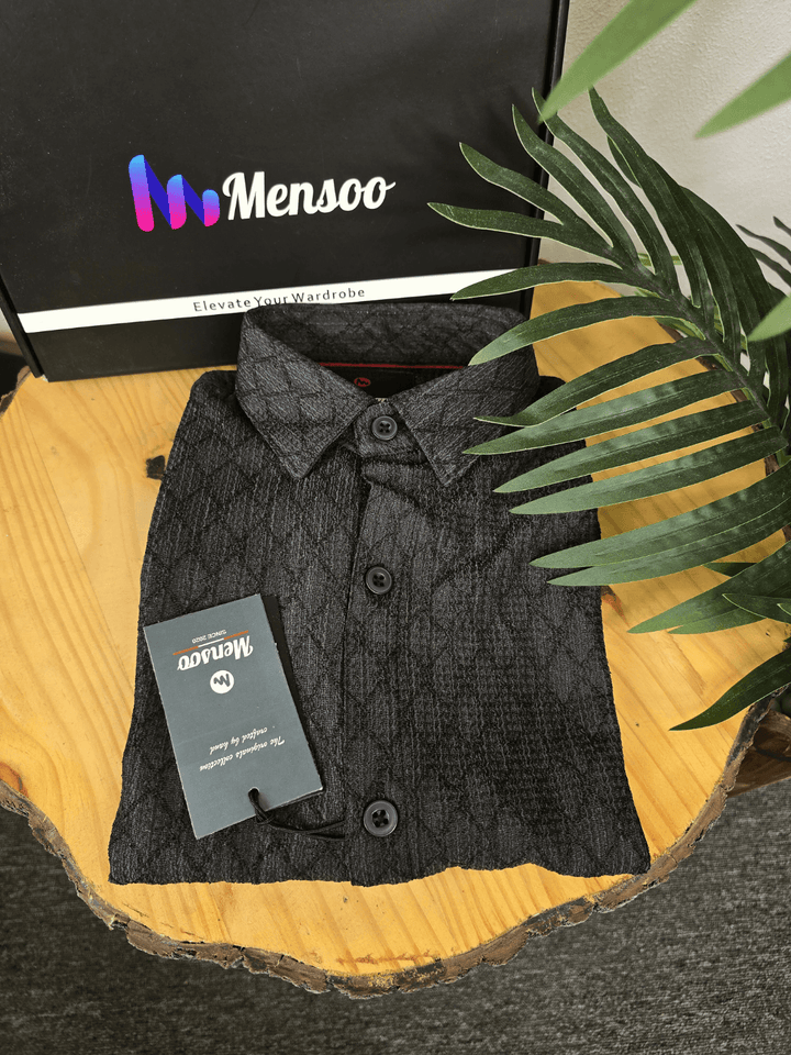 Mensoo Jacquard Full Sleeve Shirt Black