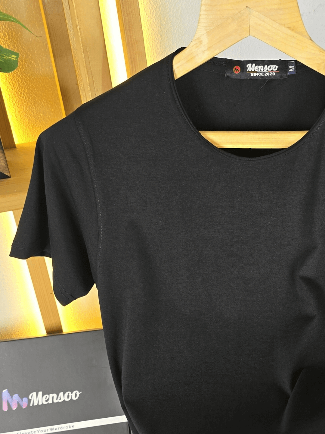 Mensoo Plain Lycra T Shirt Black