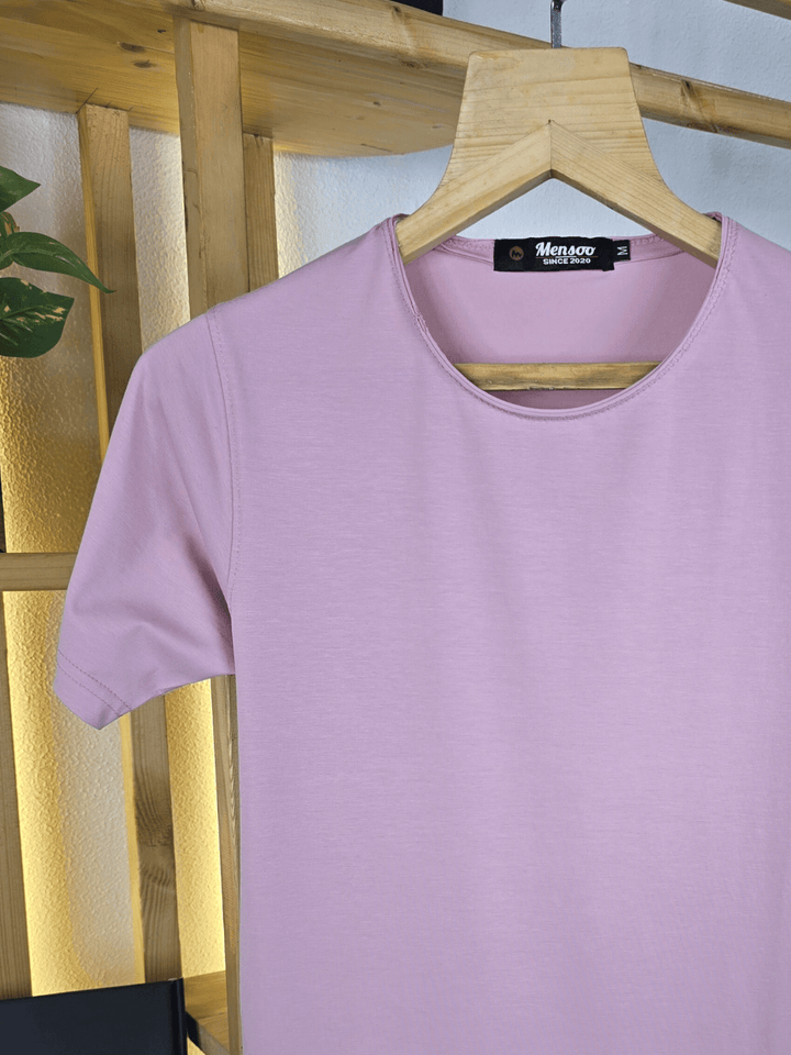 Mensoo Plain Lycra T Shirt Pink