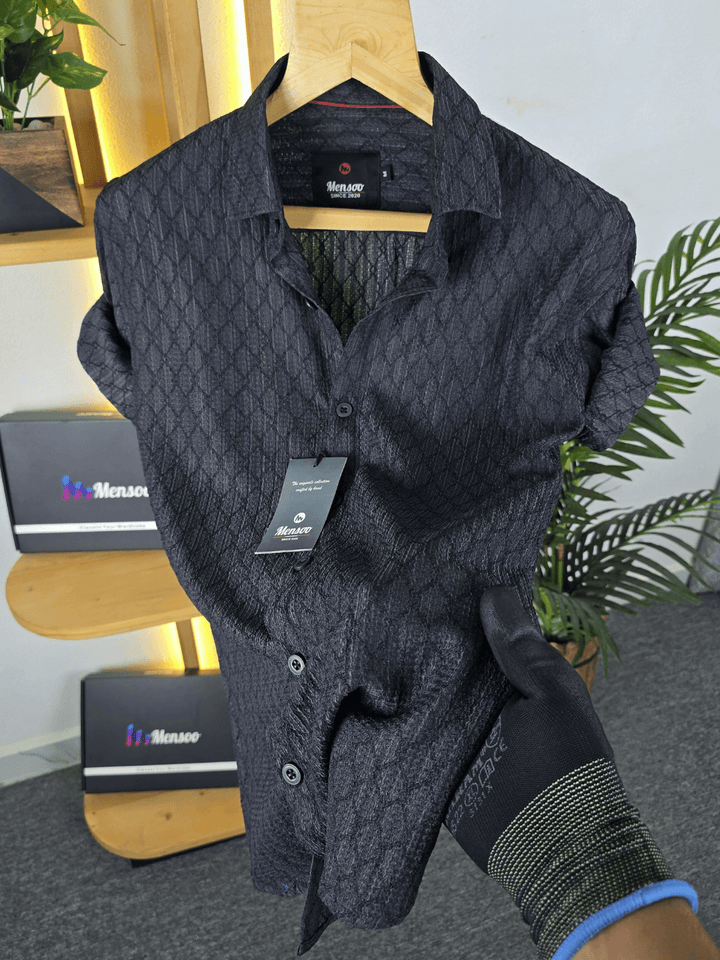 Mensoo Jacquard Full Sleeve Shirt Black