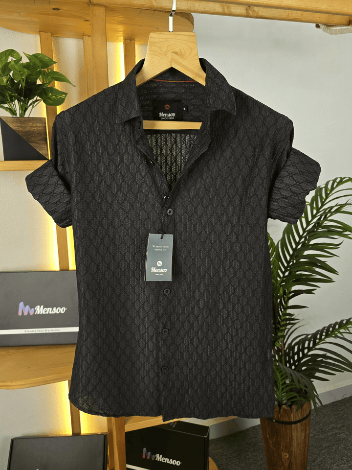 Mensoo Jacquard Full Sleeve Shirt Black