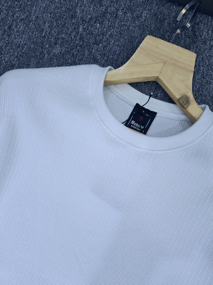 Mensoo Waffle Round Neck T Shirt White