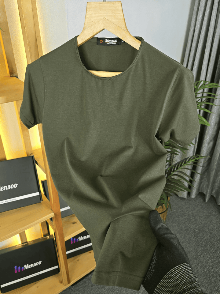 Mensoo Plain Lycra T Shirt Olive