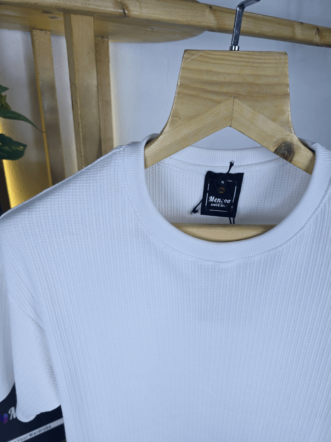 Mensoo Waffle Round Neck T Shirt White