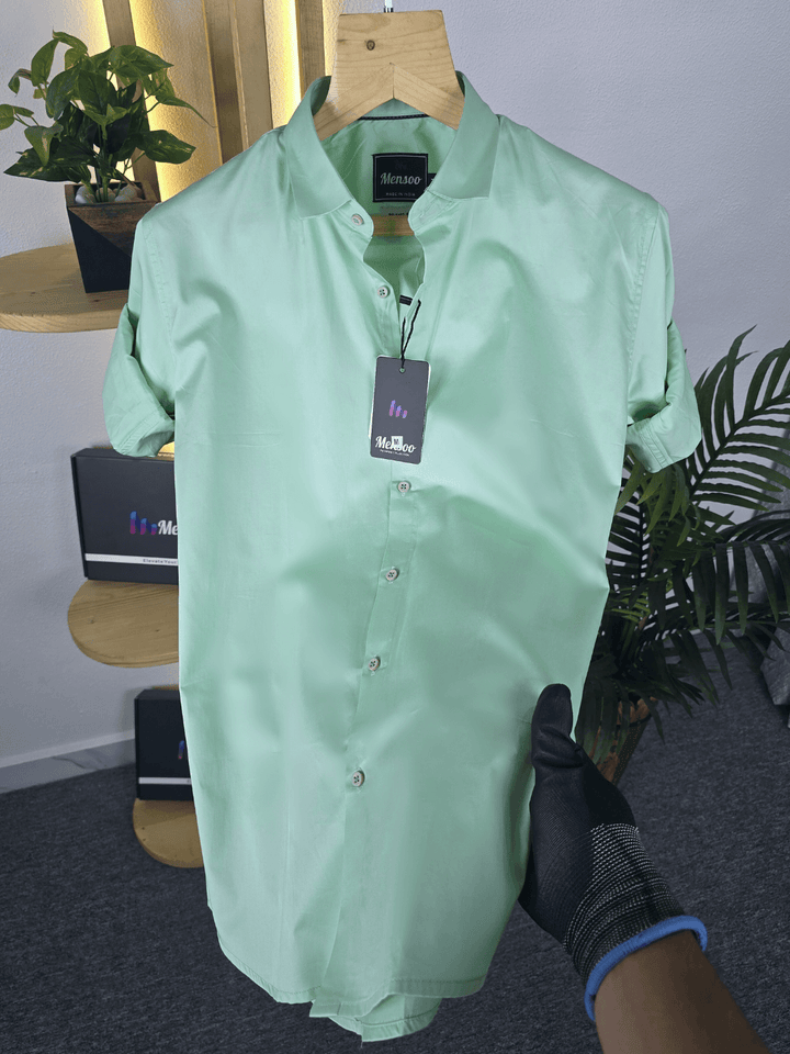 Classic Cotton Plain Shirt Seegreen