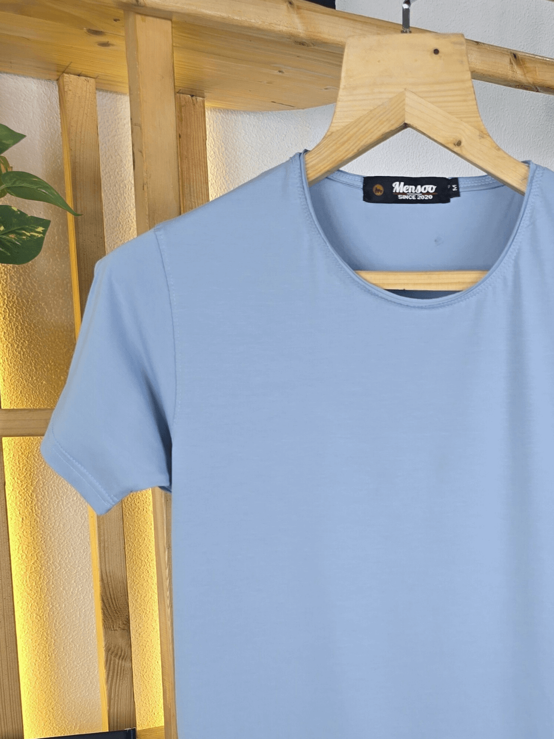 Mensoo Plain Lycra T Shirt Sky