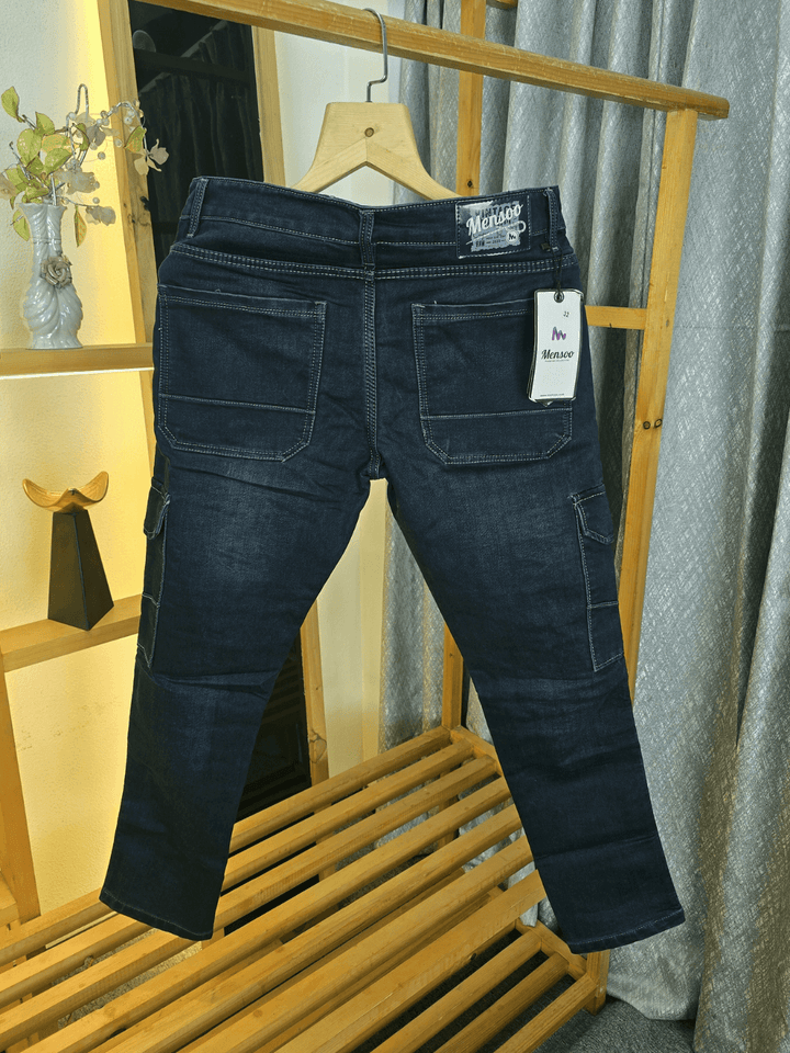 Side Hang Denim Cargo Jeans Grey Wash