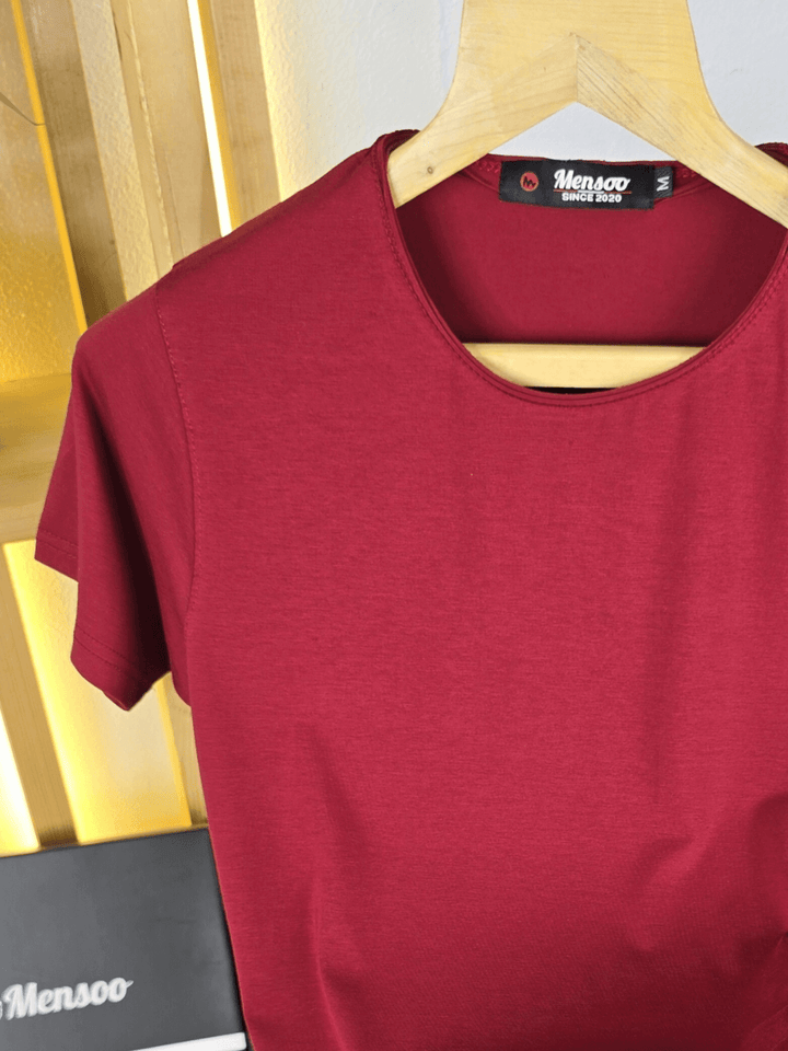 Mensoo Plain Lycra T Shirt Maroon