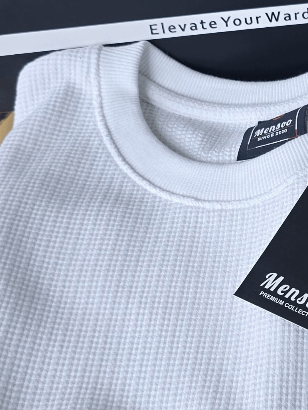 Mensoo Waffle Round Neck Co Set White