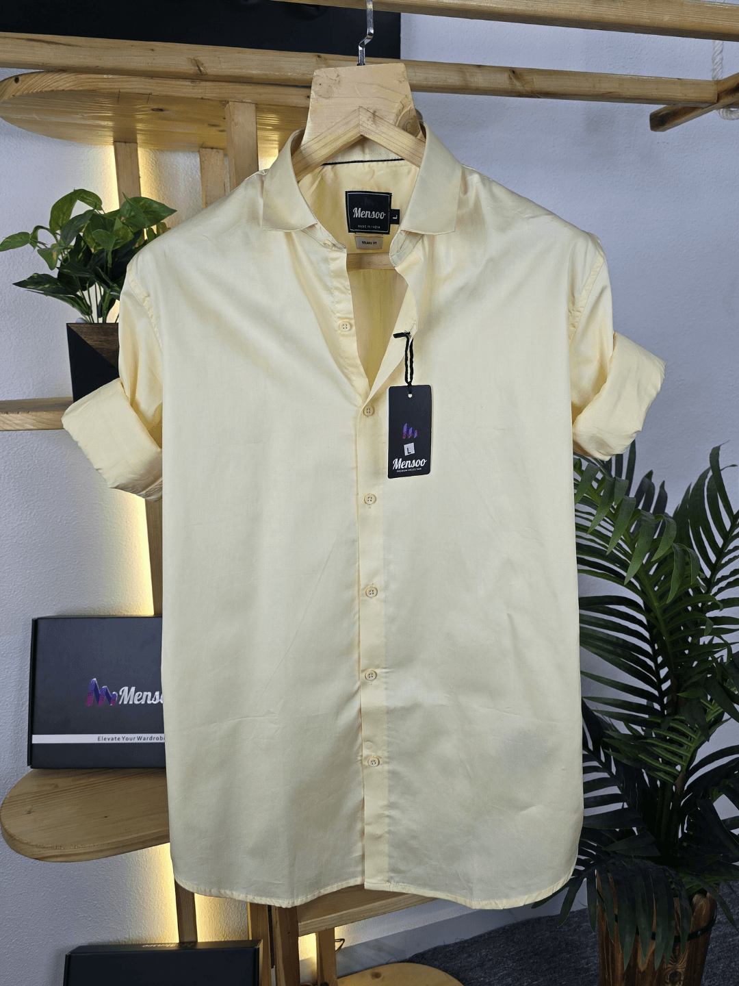 Classic Cotton Plain Shirt Yellow