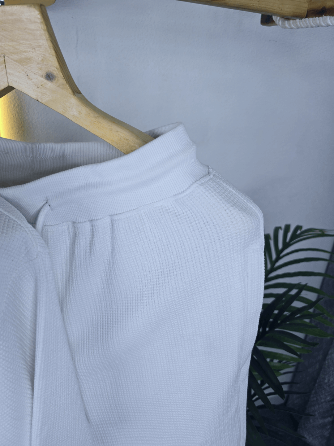 Mensoo Waffle Round Neck Co Set White