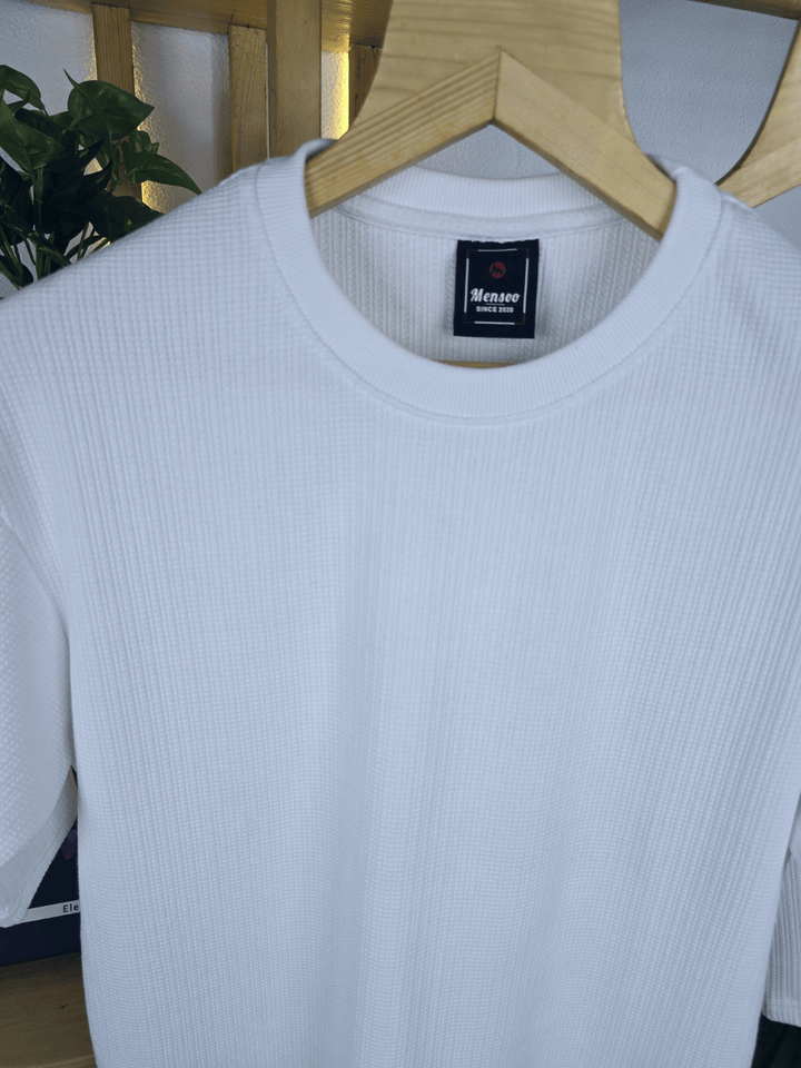 Mensoo Waffle Round Neck Co Set White