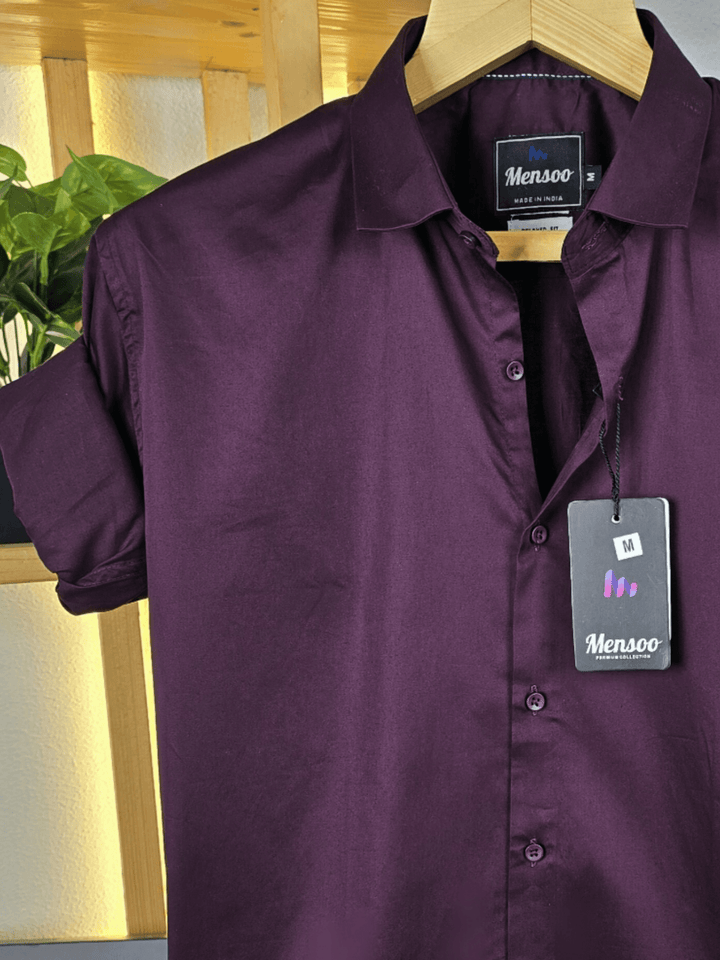 Classic Cotton Plain Shirt Wine