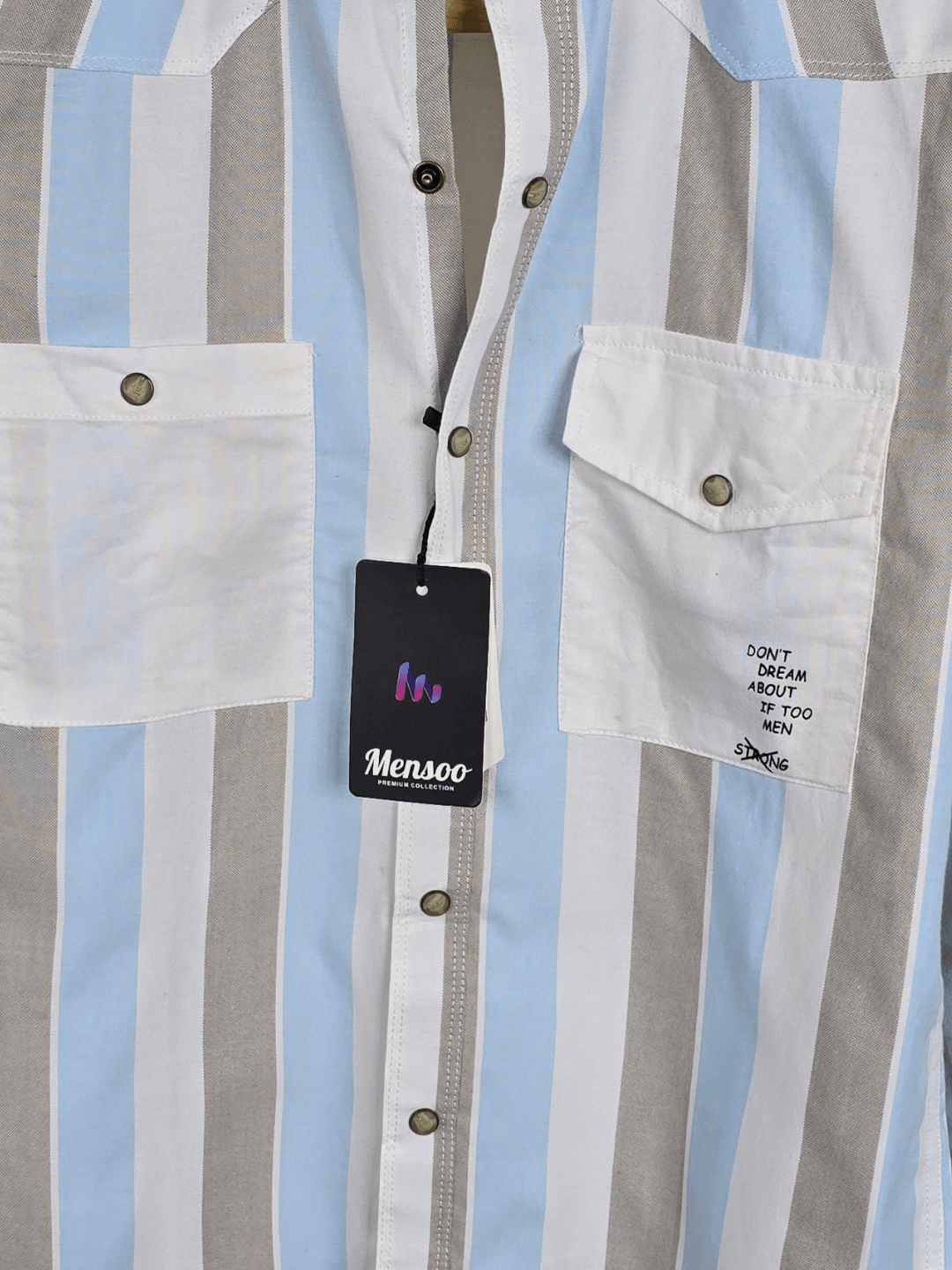 Stripe Double Pocket Shirt Sky