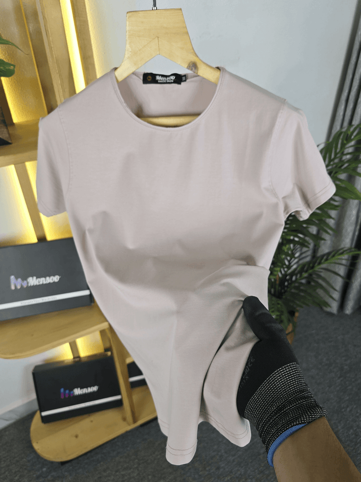 Mensoo Plain Lycra T Shirt Cream