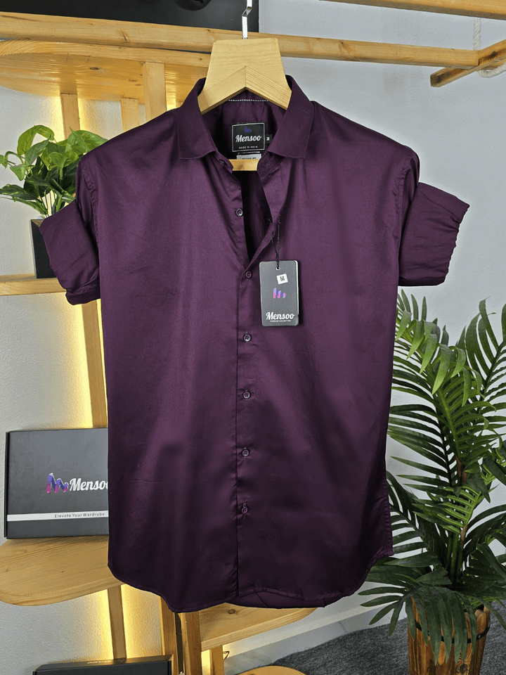 Classic Cotton Plain Shirt Wine