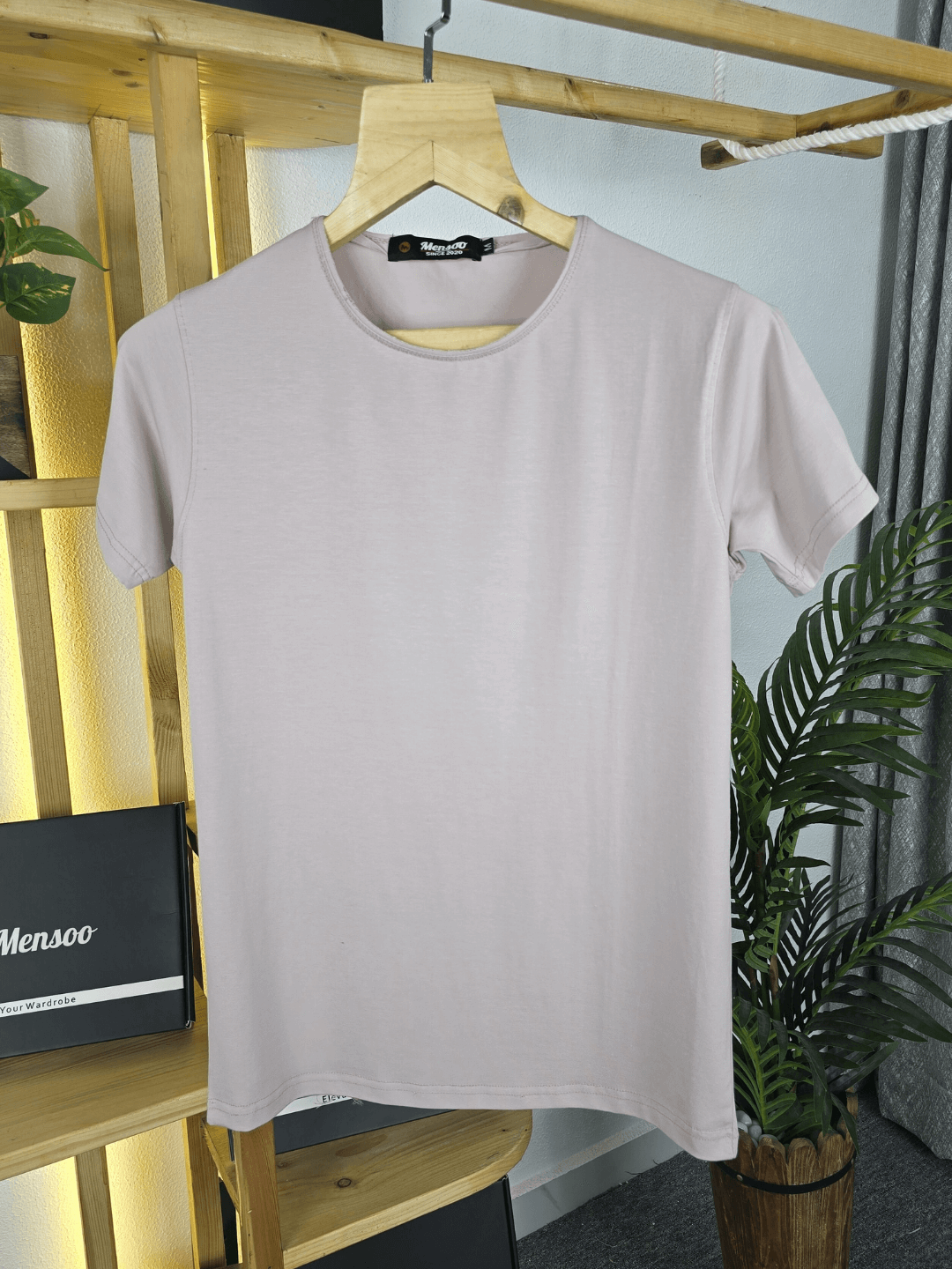 Mensoo Plain Lycra T Shirt Cream