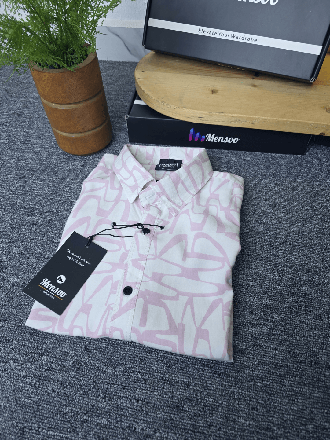 White got Pink Printed Shirt